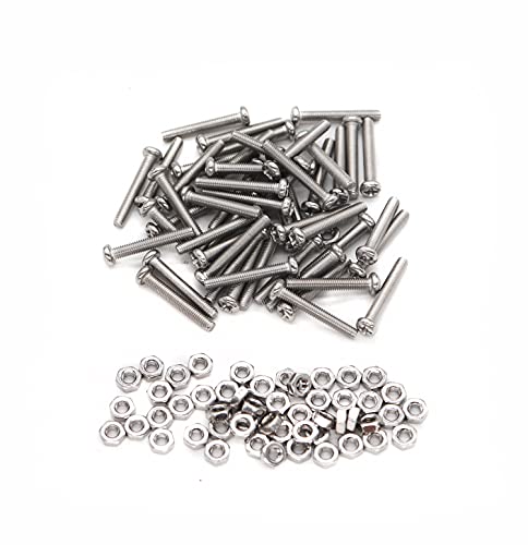 cSeao 40-Pack M3 x 25mm Pan Head Phillips Drive Machine Screws Hex Nuts Set 304 Stainless Steel - size: M3 x 25mm 50-Pack