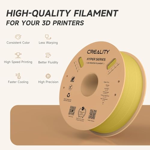 Official CREALITY Hyper PLA Filament 1.75mm, High Speed PLA 30-600mm/s Rapid 3D Printer Filament, Dimensional Accuracy +/-0.02mm,Stronger Toughness, Fit Most FDM 3D Printers, 1KG(2.2lbs) Spool Gold - color: Gold
