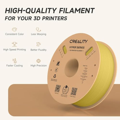Official CREALITY Hyper PLA Filament 1.75mm, High Speed PLA 30-600mm/s Rapid 3D Printer Filament, Dimensional Accuracy +/-0.02mm,Stronger Toughness, Fit Most FDM 3D Printers, 1KG(2.2lbs) Spool Gold - color: Gold