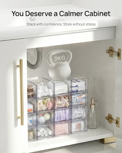 Vtopmart 10 Pack Small Clear Stackable Storage Drawers - style: Small-10pack-Clear