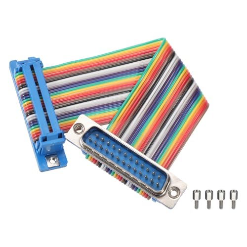 MECCANIXITY IDC Rainbow Wire Flat Ribbon Cable DB25 Male to DB25 Female 3.9 Inch Length 2.54mm Pitch Breadboard Jumper Wires for Electronic Projects - size: 3.9 Inch, style: DB25 Male to DB25 Female