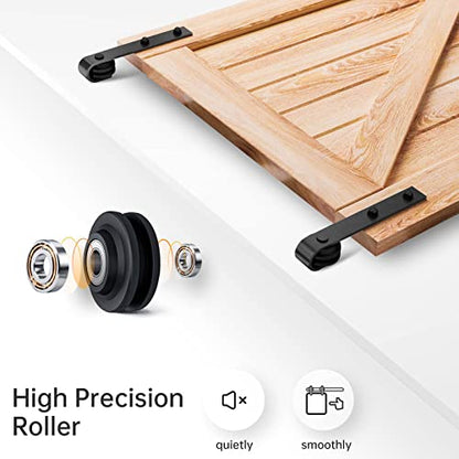 EaseLife 4 FT Sliding Barn Door Hardware Track Kit,Basic J Pulley,Slide Smoothly Quietly,Easy Install (4FT Track Kit for 24" Wide Single Door) - size: 4FT