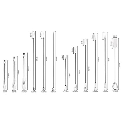 Generic 12Pcs Laboratory Spatula, Stainless Steel Micro Scoop Dual Head Design with Polished Long Handle and Cloth Bag, for Experiment Lab Home Use