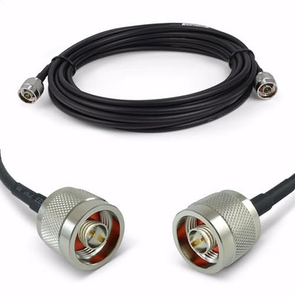 Proxicast 20 ft N Male to N Male Premium 240 Series Low-Loss Coaxial Cable (50 Ohm) for 4G LTE, 5G Modems/Routers, Ham, ADS-B, GPS, RF Radio to Antenna or Surge Arrester Use (ANT-180-201-20), Black - size: CFD240, style: 20 ft