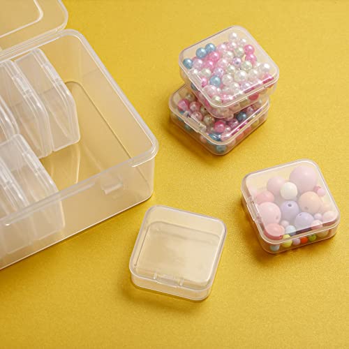 Mathtoxyz Small Bead Organizers, 14 Pieces Plastic Storage Cases Mini Clear Bead Storage Containers Transparent Boxes with Hinged Lid and Rectangle Clear Craft Supply Case - color: Clear - 1P