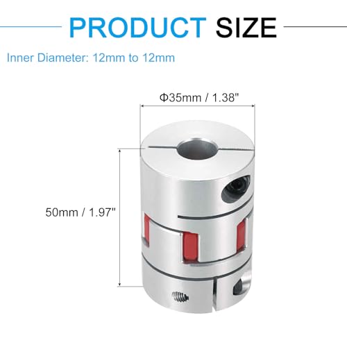 MECCANIXITY Aluminum Shaft Coupling 12mm to 12mm Flexible Spider Coupling L50mm x D35mm Coupler Jaw Spider Shaft Joint Connector for 3D Printers DIY Encoder CNC Router Milling Machine - size: D35mm Fit 12mm to 12mm