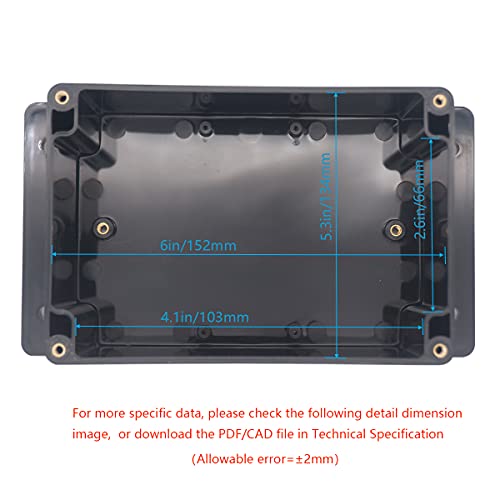 Junction Box, Zulkit Project Box Waterproof Dustproof IP65 ABS Universal Electrical Boxes Enclosure with Fixed Ear Black 6.30 x 4.33 x 3.54 inch (160 x 110 x 90 mm)(Pack of 1) - size: 6.30" x 4.33" x 3.54"(Pack of 1)