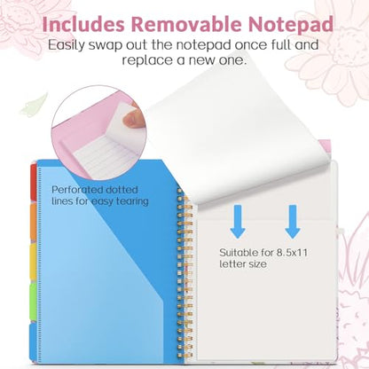 Sooez Spiral Clipboard Folio, Clipboards with Storage, Refillable Notepad - color: Daisy - Black