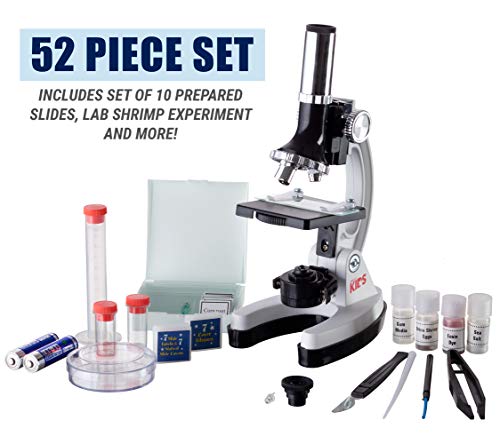 AmScope M30-ABS-KT2-W-WM Kids Microscope Kit, 1200X, 52-pc - style: E) Kit + Book