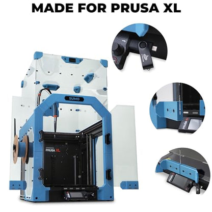 Sumo Prusa XL Enclosure Kit, Clear Acrylic Panels with Hygrometer, Magnets, Fasteners and Hex Rods, Dust Protection for 3D Printer, Printed Parts Not Included - color: Clear
