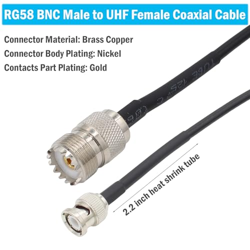 exgoofit UHF Female SO239 to BNC Male Adapter, 3 Feet RG58 Caoxial Cable, Antenna Extension Jumper Cable for CB Radio, Amateur Radio, Ham Radio, Radio Scanner and More