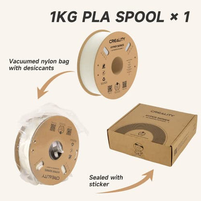 Official CREALITY Hyper PLA Filament 1.75mm, High Speed PLA 30-600mm/s 3D Printer Filament, Dimensional Accuracy +/-0.02mm, Fit Most FDM 3D Printers，1KG(2.2lbs) Spool White - color: White