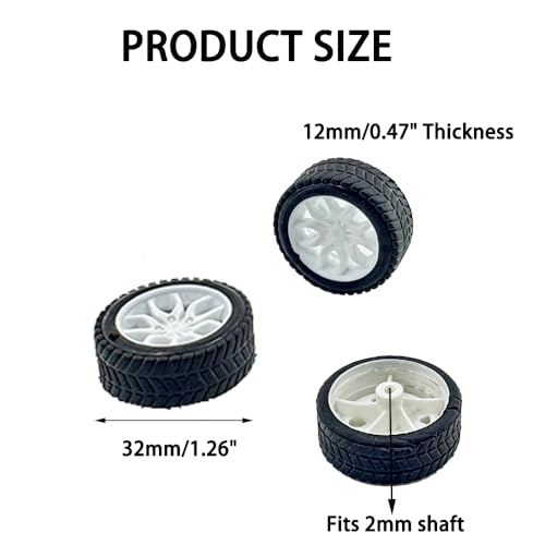 10PCS Toy Car Wheels 32mm Rubber Tire with 5PCS Shaft Round Axles for for DIY Model Toy RC Car Accessories Parts (2X32MM) - style: 2X32MM