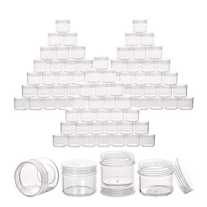 100 Count Clear Plastic Sample Containers 20g Empty Jars Cosmetic Containers with Lids Leak Proof Lip Balm Containers - color: Clear, size: 20g (100 Count)