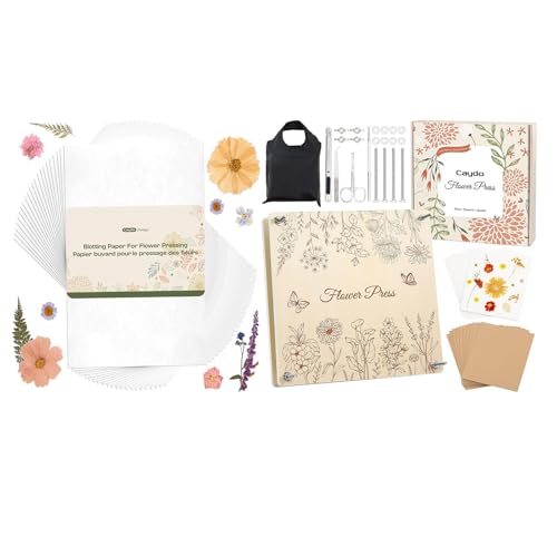 Caydo Flower Press Kit - 11"x11" 10 Layers Large Flower Pressing Kit & 22pcs Large 9" x 9" Blotting Paper for Flower Press