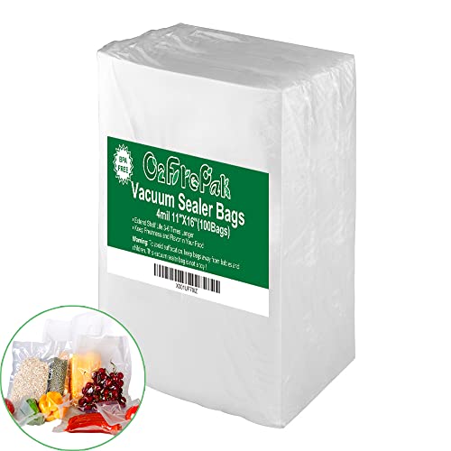 O2frepak Gallon 4mil 11"x16" Vacuum Sealer Bags 100ct for Food Storage - size: 11" x 16" Gallon Size