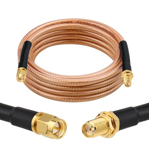 XRDS -RF RG8X SMA Extension Cable, Low Loss SMA Male to SMA Female Coaxial Cable (50 Ohm), High-Density Braided Copper Shielding for WiFi Antenna, 4G 5G LTE Router, Helium Miner, Ham Radio 8FT - size: 8FT