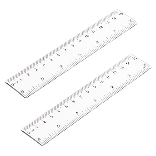 2 Pack 6 inch Clear Plastic Ruler Straight Shatterproof Transparent Rulers for Office Supply (Clear) - size: 6 inch