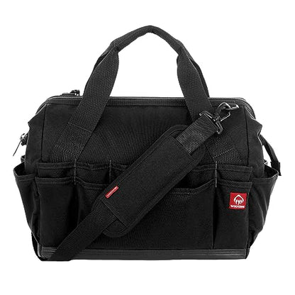 WOLVERINE Tool Bag |Tote | Utility Roll | Durable Nailhead Nylon, Adjustable Straps, and Versatile Pockets - color: Black, style: 16 Inch 34 Pocket Bag
