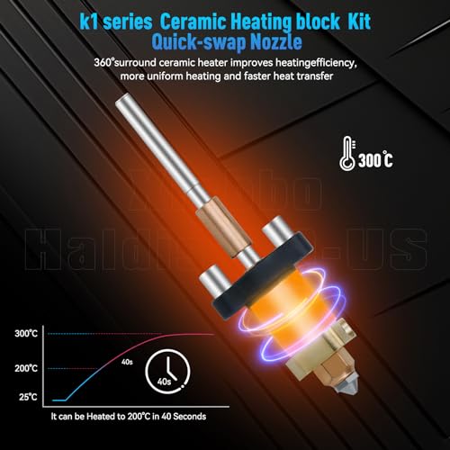 3D Printer Hotend k1 K1c Ceramic Hotend Kit Unicorn Quick Swap Nozzle for K1 Max K1C 3D Printer,xirbbo Upgrade All Metal Integrated Extruder Hot End Replacement - style: k1 K1c Ceramic Hotend Kit