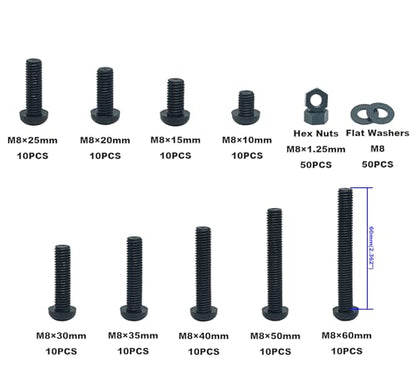 Metric M8 Nylon Black Phillips Pan Head Screw Nut & Flat Washer Kit - color: M8-Black