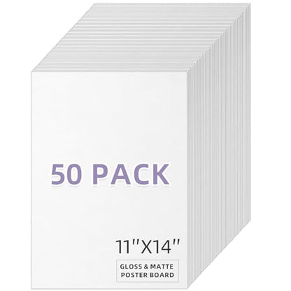 50 Pack 11x14 White Poster Boards, 250gsm Heavyweight Posterboard