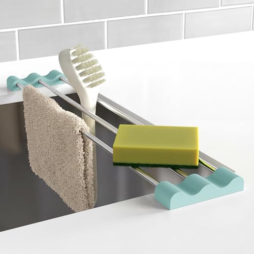 Tomorotec Adjustable Over-The-Sink Kitchen Rack, BPA-Free, Light Cyan - color: Light Cyan