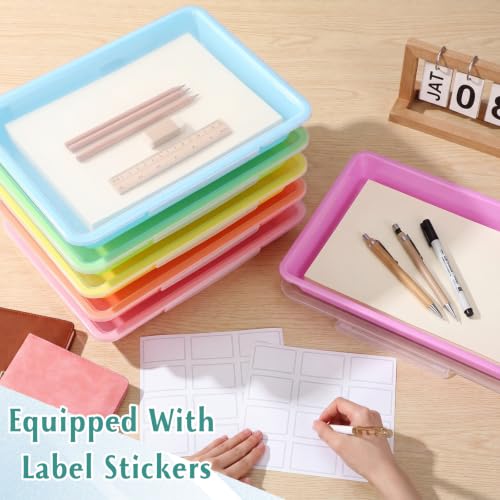 Tinlade 6 Pcs Classroom Paper Storage Bins with Lids, 13x10, Macaron - color: Macaron