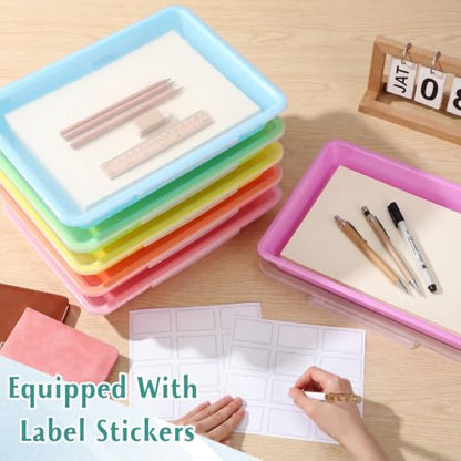 Tinlade 6 Pcs Classroom Paper Storage Bins with Lids, 13x10, Macaron - color: Macaron