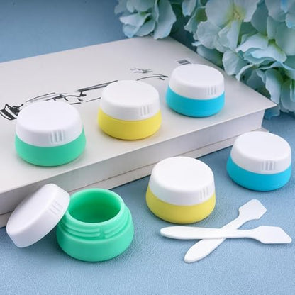 6Pcs Silicone Travel Jars for Toiletries, 0.7oz travel containers for cream - color: A-2blue2green2yellow