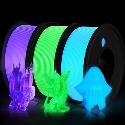 3D Printer Filament PLA Glow in The Dark 1.75mm 3 Colors Bundle - color: Glow in the Dark Purple Blue Green Bundle