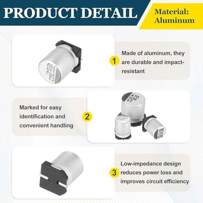 MECCANIXITY 330uF 6.3V Aluminum Electrolytic Capacitors, 6.3x7.7mm, 20pcs - size: 6.3x7.7mm, style: 330uF 6.3V