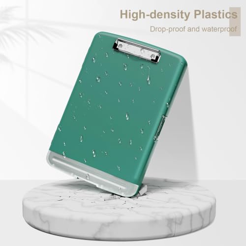 Piasoenc Clipboard with Storage, 8.5 x 11 Clip Board with Pen Holder, Green - color: Dark Green