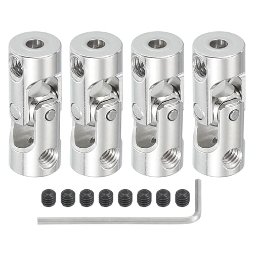 PATIKIL Rotatable Universal Steering Shaft 2mm to 3mm Inner Dia, 4 Pcs U Joint Shaft Coupling U Joints Coupler Connector Accessories with M4 Screws for Motor Model Robots - size: 2mm to 3mm