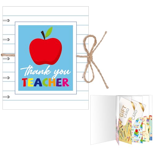 ReliThick Teacher Appreciation Gift Card Holder 5 Slots, 4.3 x 3.5 Inch Thank You Teacher Gift Card Booklet Sleeves Postcard Money Booklet Holder for Appreciation(Notebook Style) - style: Notebook Style