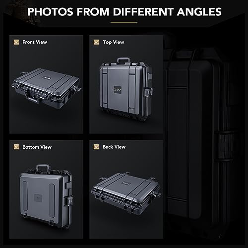 Lykus HC-4610 Waterproof Hard Case with Foam, Inner Size 16.65*12.72*4.25in - color: Black, size: HC-4610