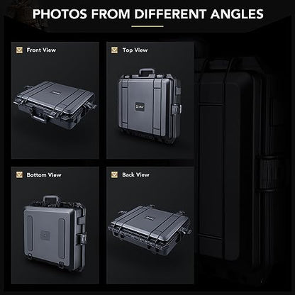 Lykus HC-4610 Waterproof Hard Case with Foam, Inner Size 16.65*12.72*4.25in - color: Black, size: HC-4610