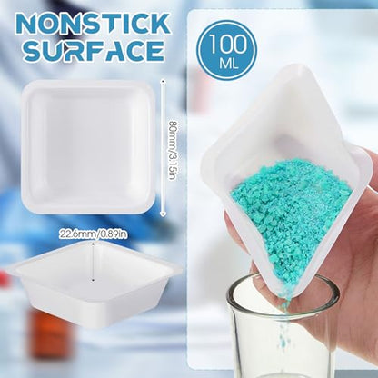 Sherr 125 Pack 100ml Weigh Boats, White Plastic Lab Scale Weighing Dishes - color: White, size: 100ml