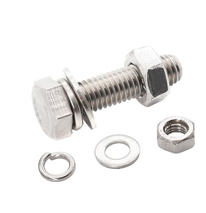 10-Pack M6 x 25mm Hexagon Screws Hex Bolts with M6 Hex Nuts M6 Flat Washers/Spring Lock Washers Set, 304/18-8, Plain Finish - size: M6 x 25mm 40pcs