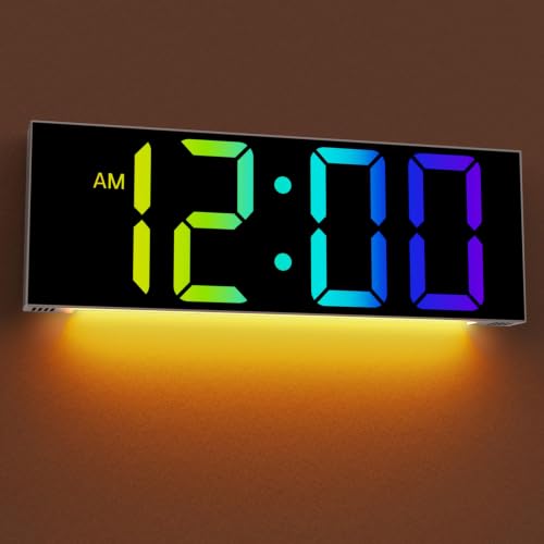 JALL Digital Wall Clock Large Display with Big LED Numbers, Remote Control, 8 RGB Colors, Auto DST, Night Light for Classroom Living Room Bedroom Birthday Gift for Senior(A White Shell, 12 inches) - color: A White Shell, size: 12 inches