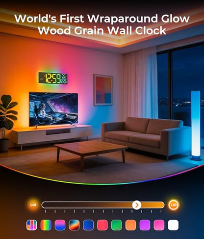 EASYERA 16.5" Large Digital Wall Clock BT Sync, 11 Scenes Mode Beige Clock - color: Beige