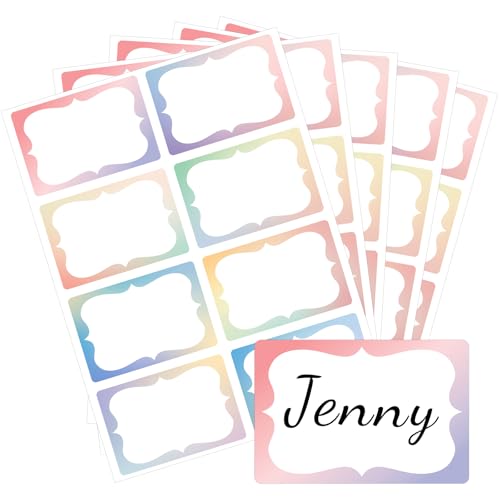 Anwyll Gradient Name Tag Stickers - 200 Pcs 3'' x 2'' Name Label Stickers - color: Gradient