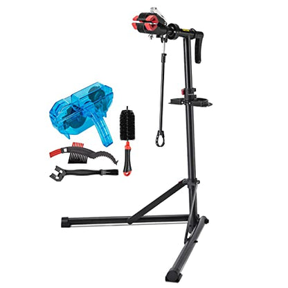 Bike Repair Stand with Cleaner, Shop Home Bicycle Mechanic Maintenance Rack - color: Black+Blue