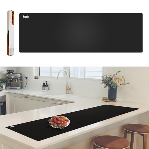 49.2" x 15.7" Large Silicone Mat for Kitchen Counter Protector, Cuttable - color: Black, size: 49.2" x 15.7"