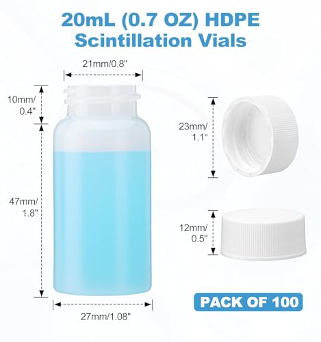 FOUR E'S SCIENTIFIC 20mL HDPE Scintillation Vial, 22-400 Screw Cap