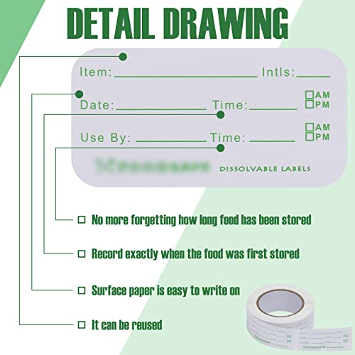Outus 3000 Pcs Removable Food Labels for Restaurant Containers, 1 x 2 Inch