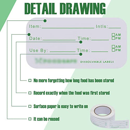 Outus 3000 Pcs Removable Food Labels for Restaurant Containers, 1 x 2 Inch