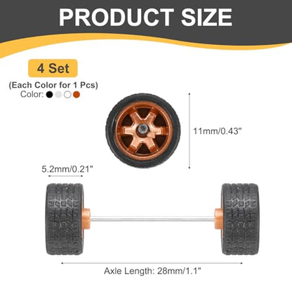 MECCANIXITY 4 Set 1/64 Wheels and Tires Set, Real Riders Rims Includes Axles for RC Diecast Car DIY Model, Silver Bronze White Black Rims - color: Silver Bronze White Black Rims