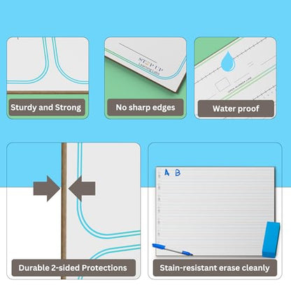 STEPUP Double Sided Whiteboard Lined Dry Erase Boards for Kids Ruled Writing Board Kindergarten Handwriting Practice Small White Boards Dry Erase Board 9x12 Dry Erase Board with Lines