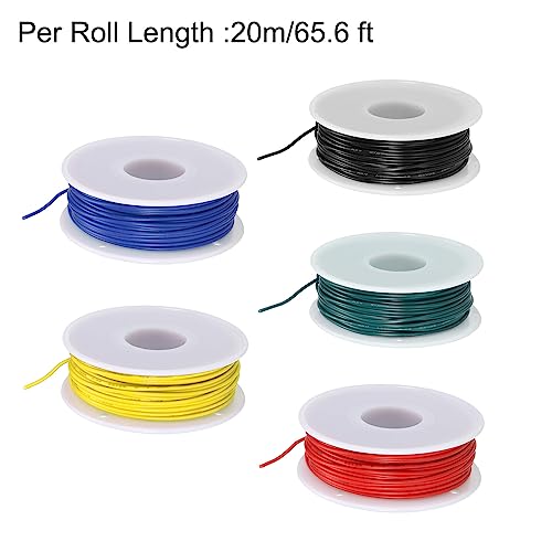 MECCANIXITY 26AWG Wire 26 Gauge Electrical Wire, PVC 1007 Stranded Wire Hook Up Wire Tinned Copper Wire 100m(328ft) 5 Colors for DIY Wiring Applications - size: 26AWG,328ft